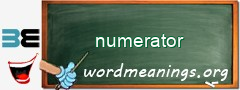 WordMeaning blackboard for numerator